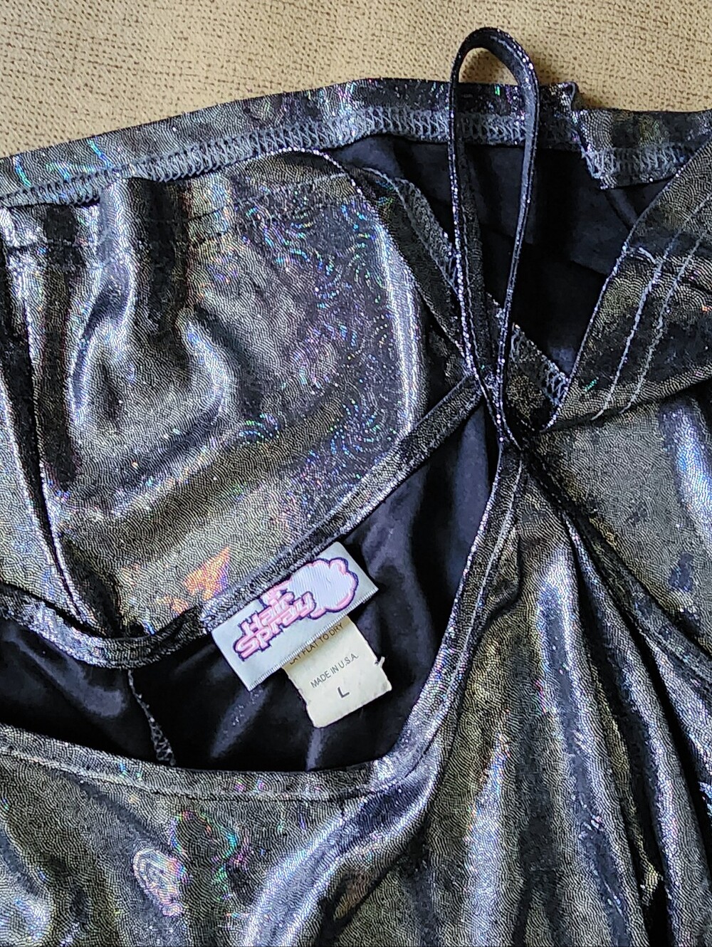 Vintage Y2K Hairspray Metallic Silver Holographic Millennium Party Slip Dress - Picture 8 of 13
